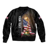 Personalized  USA Football 2026 Sleeve Zip Bomber Jacket Trophy Flag Pride Art
