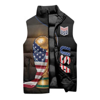 Personalized  USA Football 2026 Sleeveless Puffer Jacket Trophy Flag Pride Art