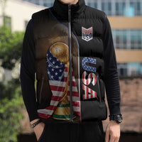 Personalized  USA Football 2026 Sleeveless Puffer Jacket Trophy Flag Pride Art