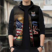 Personalized  USA Football 2026 Sleeveless Puffer Jacket Trophy Flag Pride Art