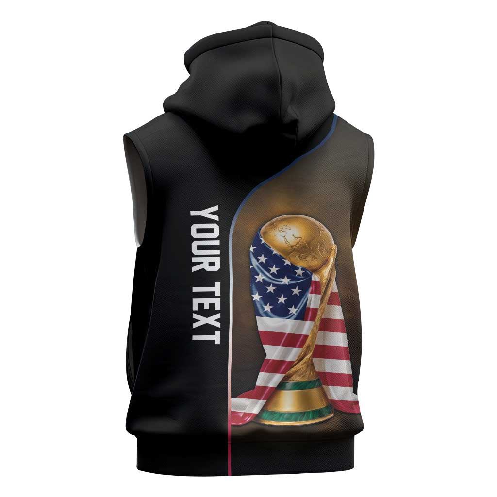Personalized  USA Football 2026 Sleeveless Zip Hoodie Trophy Flag Pride Art