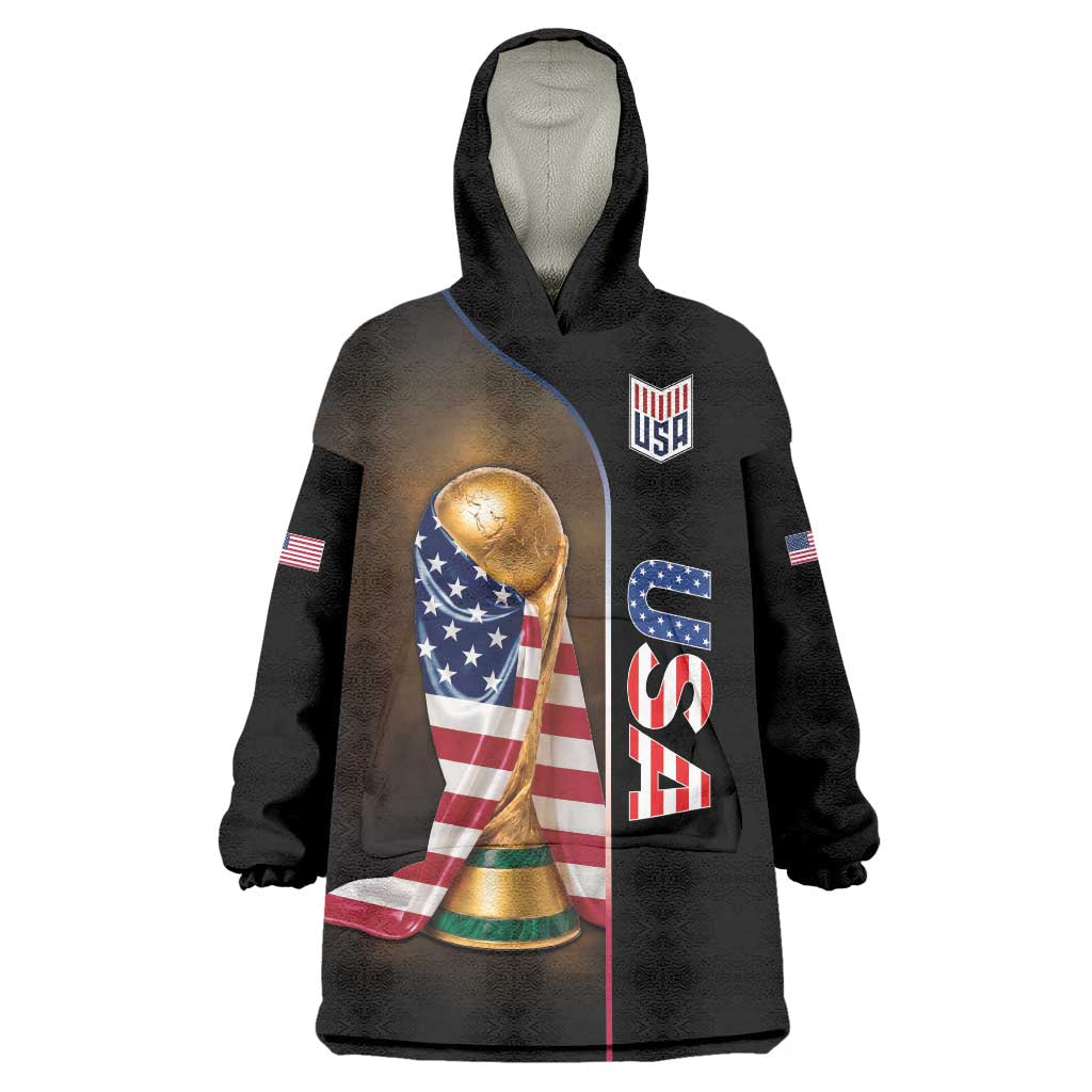 Personalized  USA Football 2026 Wearable Blanket Hoodie Trophy Flag Pride Art