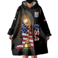 Personalized  USA Football 2026 Wearable Blanket Hoodie Trophy Flag Pride Art