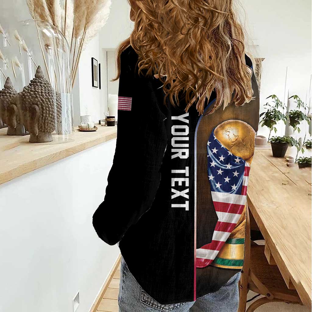 Personalized  USA Football 2026 Women Casual Shirt Trophy Flag Pride Art