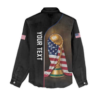 Personalized  USA Football 2026 Women Casual Shirt Trophy Flag Pride Art