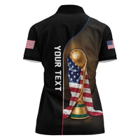 Personalized  USA Football 2026 Women Polo Shirt Trophy Flag Pride Art
