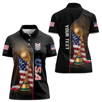 Personalized  USA Football 2026 Women Polo Shirt Trophy Flag Pride Art