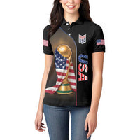 Personalized  USA Football 2026 Women Polo Shirt Trophy Flag Pride Art