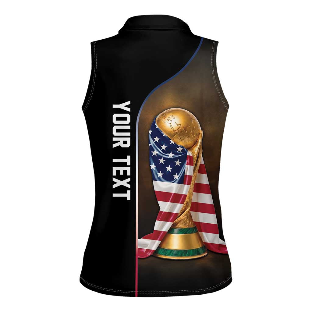 Personalized  USA Football 2026 Women Sleeveless Polo Shirt Trophy Flag Pride Art