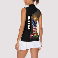 Personalized  USA Football 2026 Women Sleeveless Polo Shirt Trophy Flag Pride Art