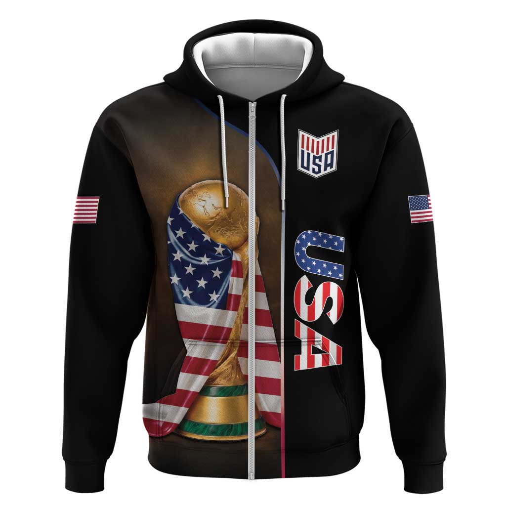 Personalized  USA Football 2026 Zip Hoodie Trophy Flag Pride Art