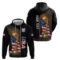 Personalized  USA Football 2026 Zip Hoodie Trophy Flag Pride Art