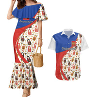 Russian Doll Couples Matching Mermaid Dress and Hawaiian Shirt Flag Color Style No1 - Wonder Print Shop