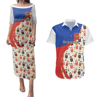 Russian Doll Couples Matching Puletasi and Hawaiian Shirt Flag Color Style No1 - Wonder Print Shop