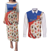 Russian Doll Couples Matching Puletasi and Long Sleeve Button Shirt Flag Color Style No1 - Wonder Print Shop