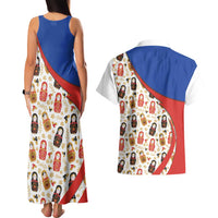 Russian Doll Couples Matching Tank Maxi Dress and Hawaiian Shirt Flag Color Style No1 - Wonder Print Shop