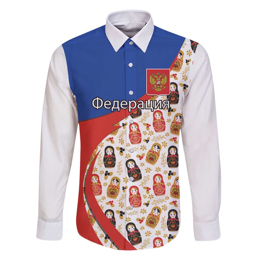 Russian Doll Family Matching Long Sleeve Bodycon Dress and Hawaiian Shirt Flag Color Style No1 - Wonder Print Shop