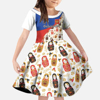 Russian Doll Family Matching Off The Shoulder Long Sleeve Dress and Hawaiian Shirt Flag Color Style No1 - Wonder Print Shop