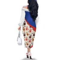Russian Doll Family Matching Off The Shoulder Long Sleeve Dress and Hawaiian Shirt Flag Color Style No1 - Wonder Print Shop