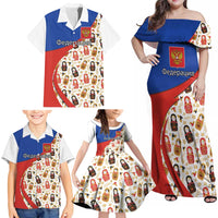 Russian Doll Family Matching Off Shoulder Maxi Dress and Hawaiian Shirt Flag Color Style No1 - Wonder Print Shop