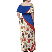 Russian Doll Family Matching Off Shoulder Maxi Dress and Hawaiian Shirt Flag Color Style No1 - Wonder Print Shop