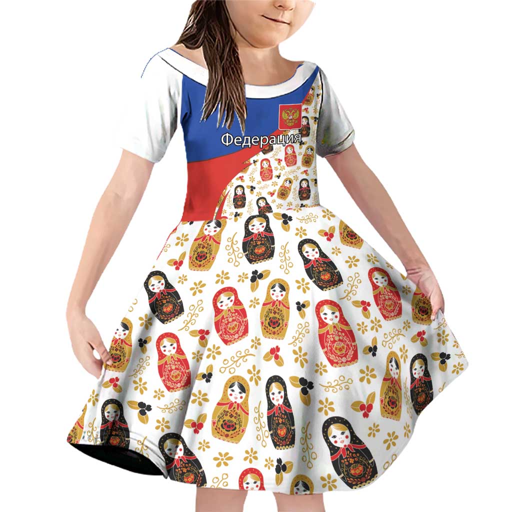 Russian Doll Family Matching Off Shoulder Short Dress and Hawaiian Shirt Flag Color Style No1 - Wonder Print Shop