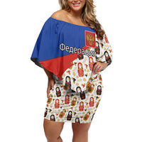 Russian Doll Family Matching Off Shoulder Short Dress and Hawaiian Shirt Flag Color Style No1 - Wonder Print Shop