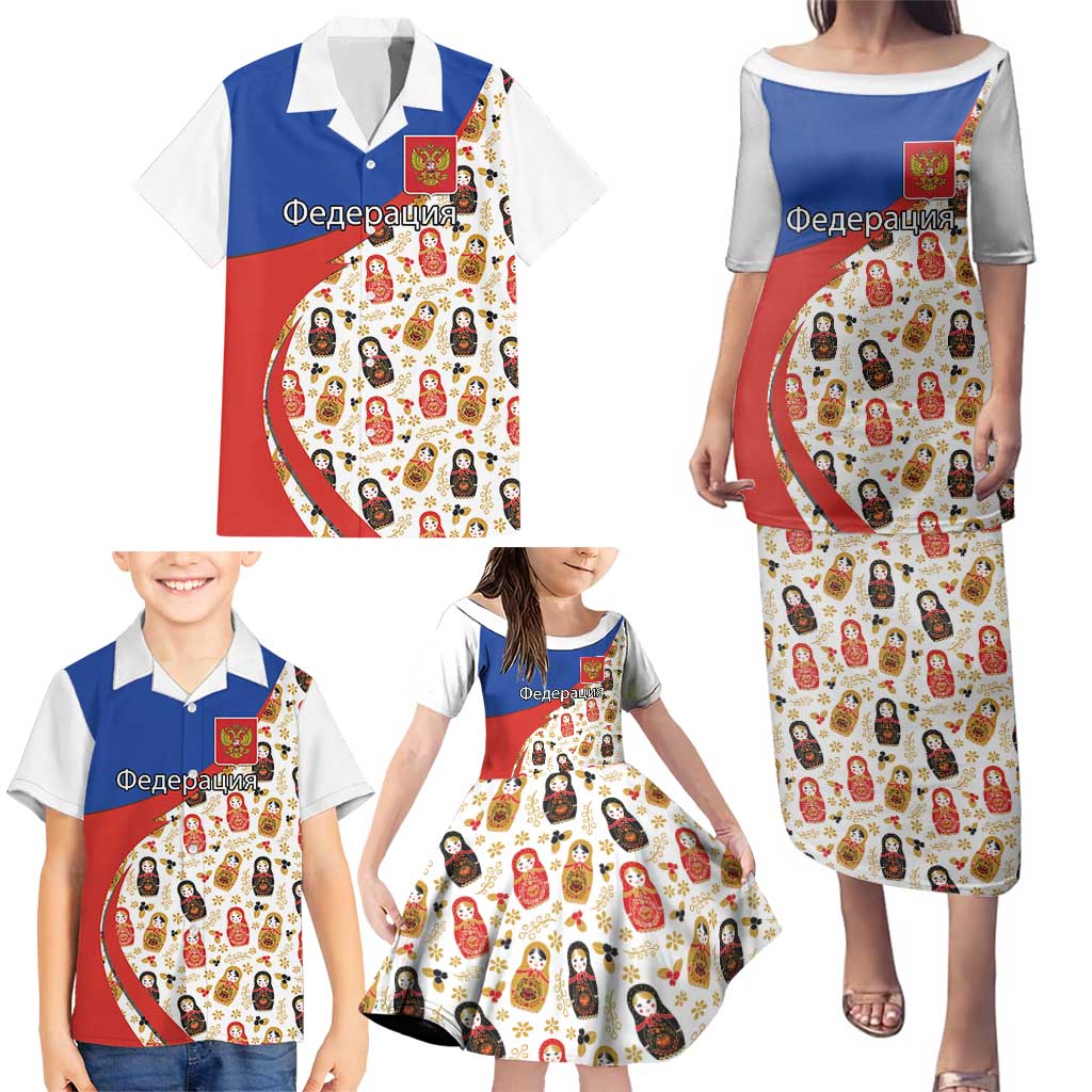 Russian Doll Family Matching Puletasi and Hawaiian Shirt Flag Color Style No1 - Wonder Print Shop