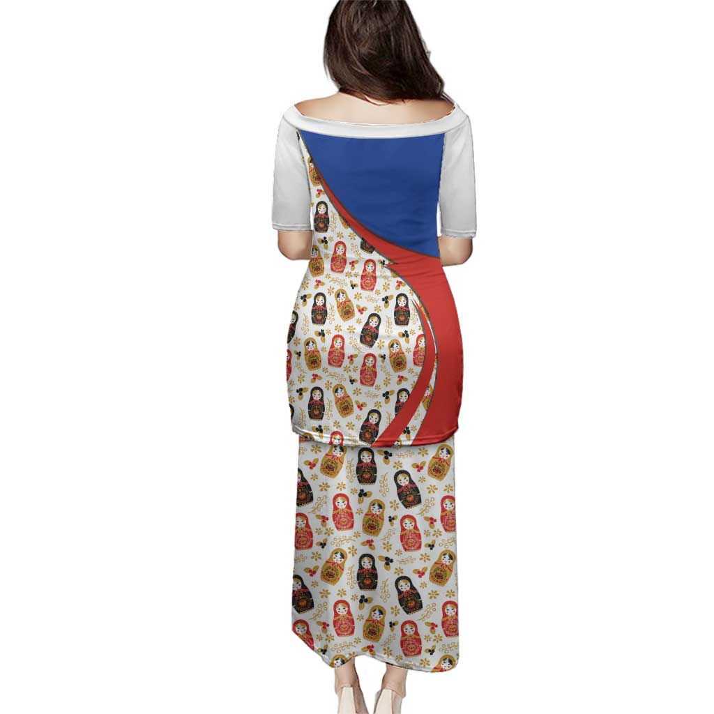 Russian Doll Family Matching Puletasi and Hawaiian Shirt Flag Color Style No1 - Wonder Print Shop