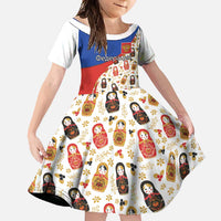 Russian Doll Family Matching Short Sleeve Bodycon Dress and Hawaiian Shirt Flag Color Style No1 - Wonder Print Shop
