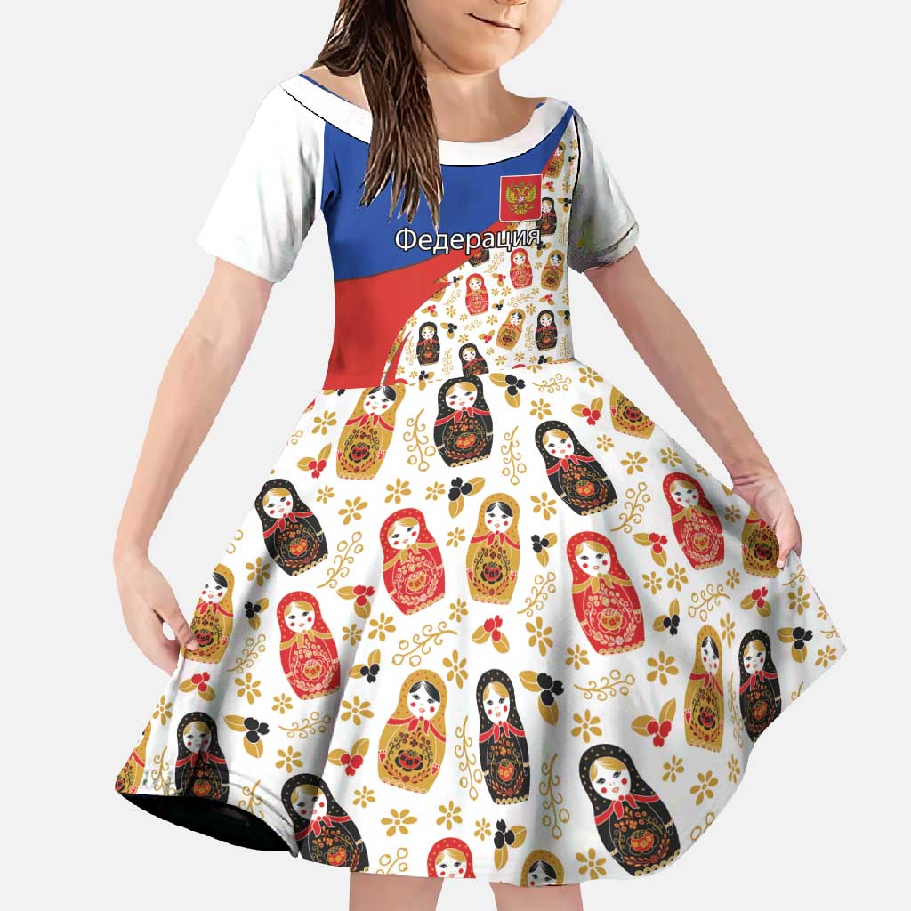 Russian Doll Family Matching Summer Maxi Dress and Hawaiian Shirt Flag Color Style No1 - Wonder Print Shop