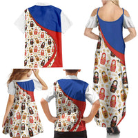 Russian Doll Family Matching Summer Maxi Dress and Hawaiian Shirt Flag Color Style No1 - Wonder Print Shop