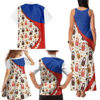 Russian Doll Family Matching Tank Maxi Dress and Hawaiian Shirt Flag Color Style No1 - Wonder Print Shop