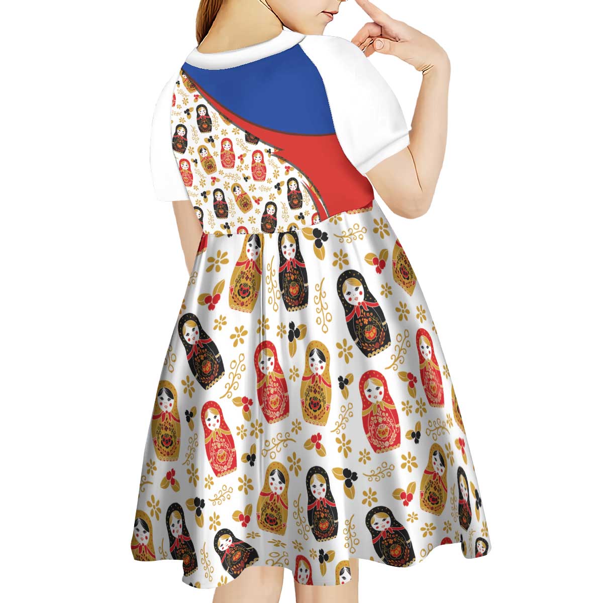 Russian Doll Kid Short Sleeve Dress Flag Color Style No1 - Wonder Print Shop