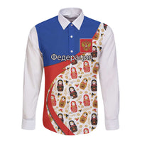 Russian Doll Long Sleeve Button Shirt Flag Color Style No1 - Wonder Print Shop