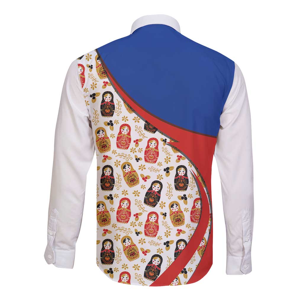 Russian Doll Long Sleeve Button Shirt Flag Color Style No1 - Wonder Print Shop