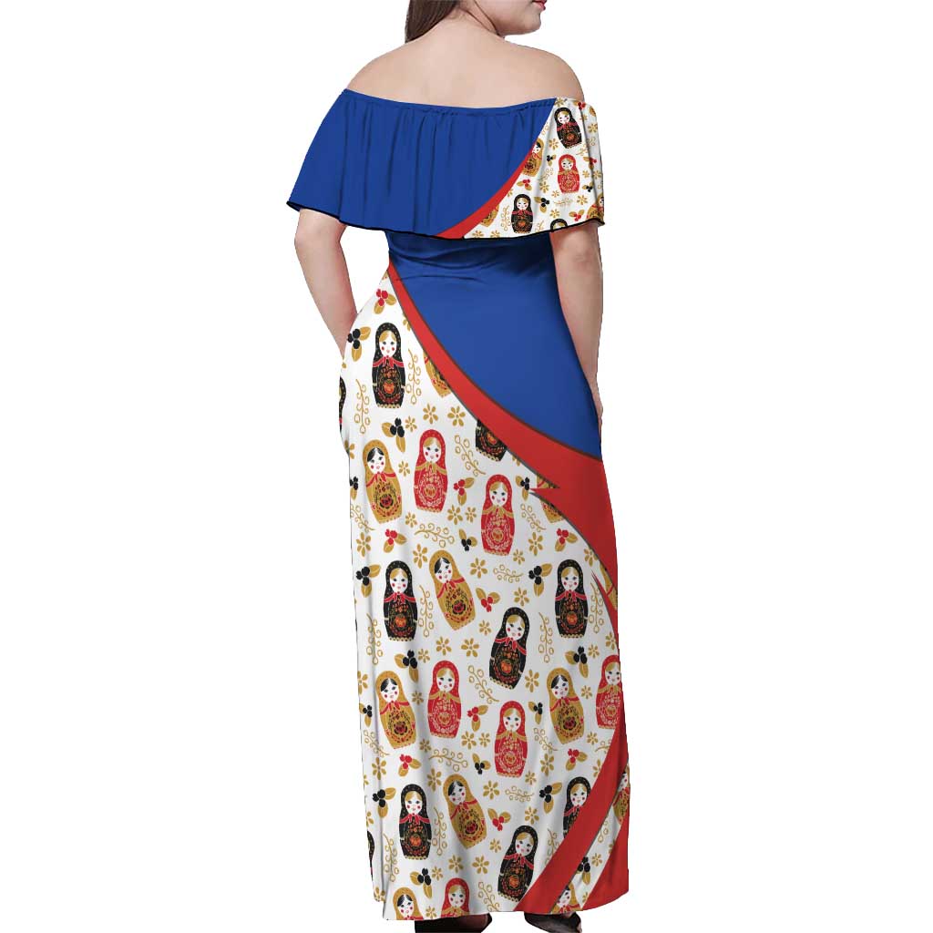 Russian Doll Off Shoulder Maxi Dress Flag Color Style No1 - Wonder Print Shop