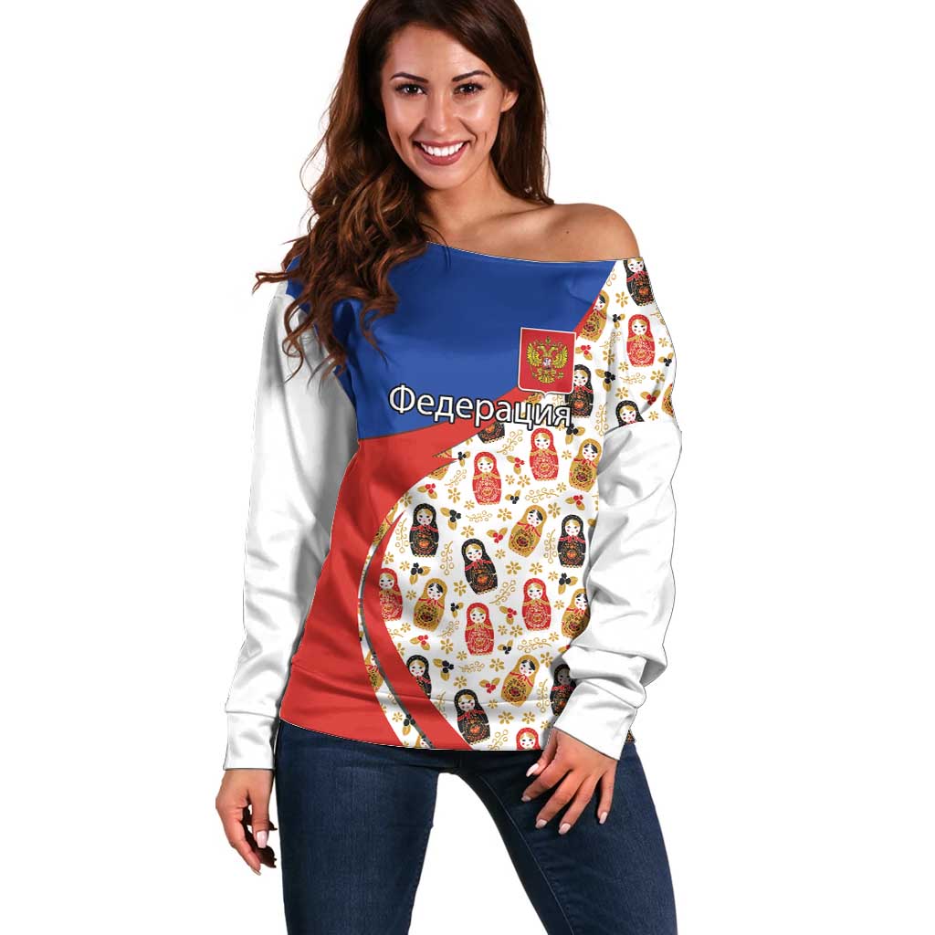 Russian Doll Off Shoulder Sweater Flag Color Style No1 - Wonder Print Shop