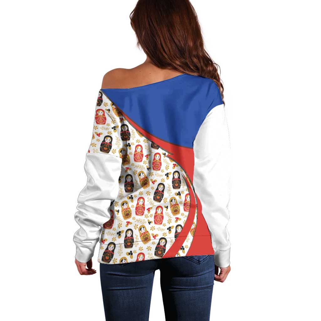 Russian Doll Off Shoulder Sweater Flag Color Style No1 - Wonder Print Shop