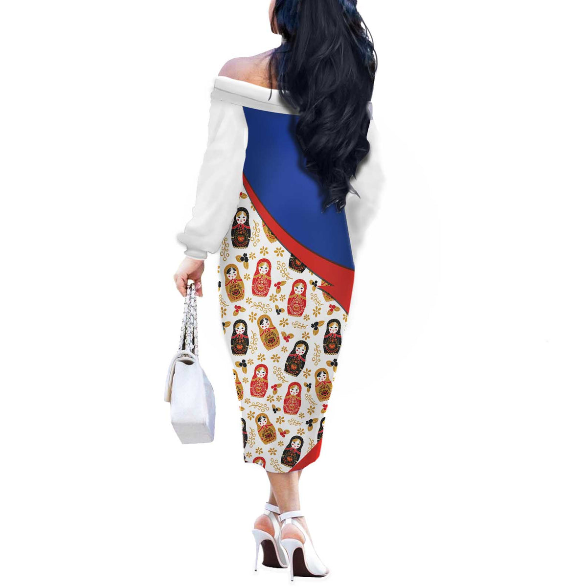 Russian Doll Off The Shoulder Long Sleeve Dress Flag Color Style No1 - Wonder Print Shop