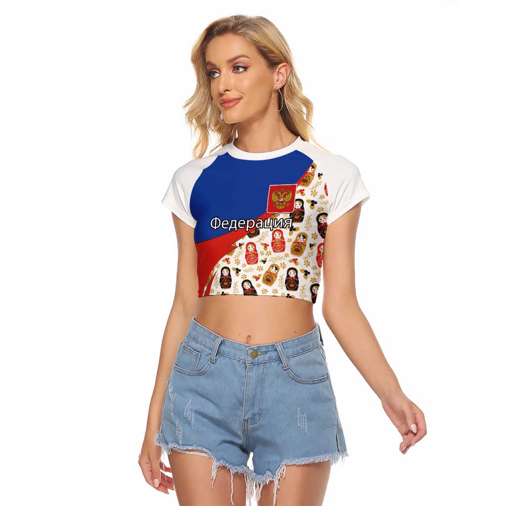 Russian Doll Raglan Cropped T Shirt Flag Color Style No1 - Wonder Print Shop