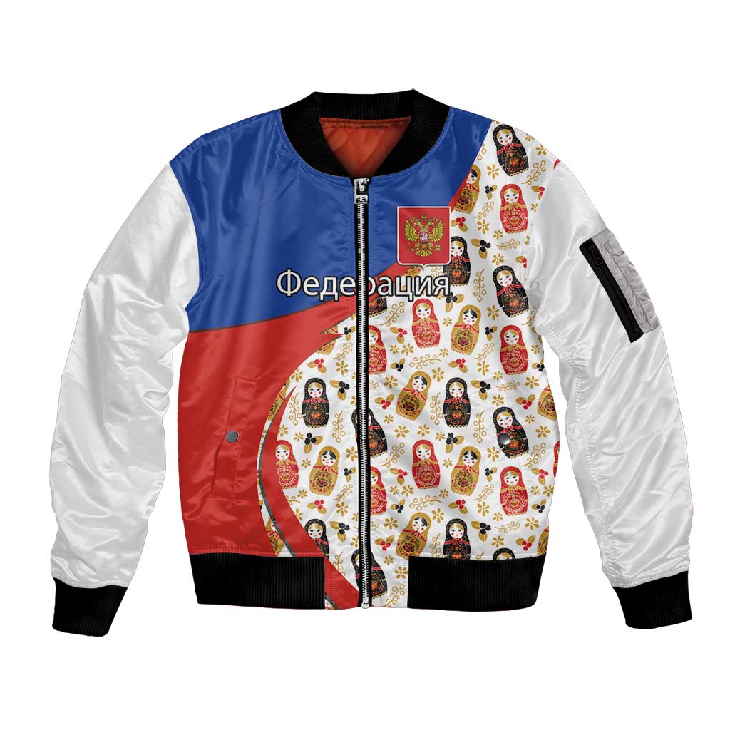 Russian Doll Sleeve Zip Bomber Jacket Flag Color Style No1 - Wonder Print Shop