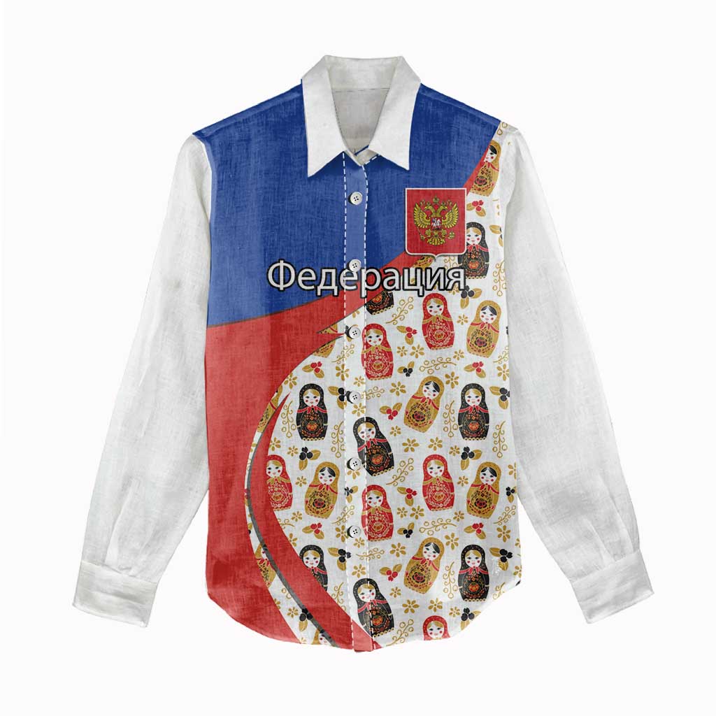 Russian Doll Women Casual Shirt Flag Color Style No1 - Wonder Print Shop