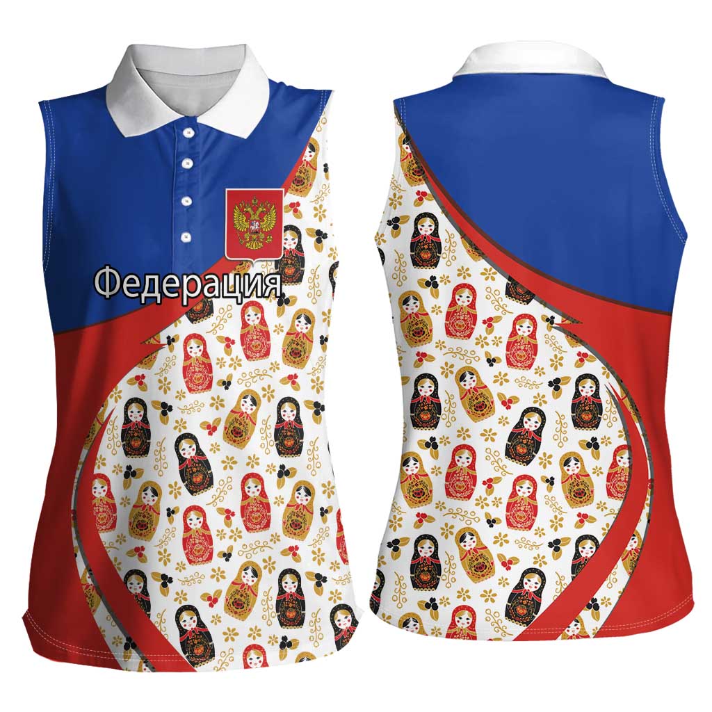 Russian Doll Women Sleeveless Polo Shirt Flag Color Style No1 - Wonder Print Shop