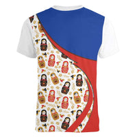 Russian Doll Women V-Neck T-Shirt Flag Color Style No1 - Wonder Print Shop
