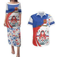 Matryoshka Doll Couples Matching Puletasi and Hawaiian Shirt Flag Color Style No2 - Wonder Print Shop