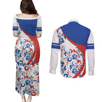 Matryoshka Doll Couples Matching Puletasi and Long Sleeve Button Shirt Flag Color Style No2 - Wonder Print Shop