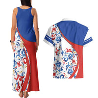 Matryoshka Doll Couples Matching Tank Maxi Dress and Hawaiian Shirt Flag Color Style No2 - Wonder Print Shop