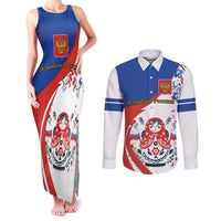 Matryoshka Doll Couples Matching Tank Maxi Dress and Long Sleeve Button Shirt Flag Color Style No2 - Wonder Print Shop