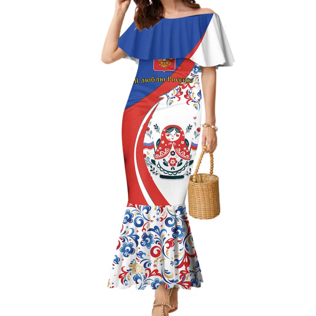 Matryoshka Doll Family Matching Mermaid Dress and Hawaiian Shirt Flag Color Style No2 - Wonder Print Shop